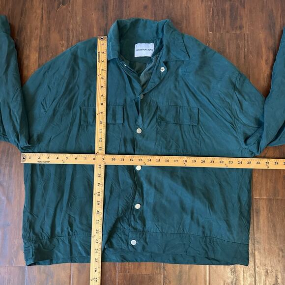 MKI MIYUKI ZOKU Overshirt Jacket Men L Teal Lined Snap Button Shacket Minimalist - Picture 10 of 10